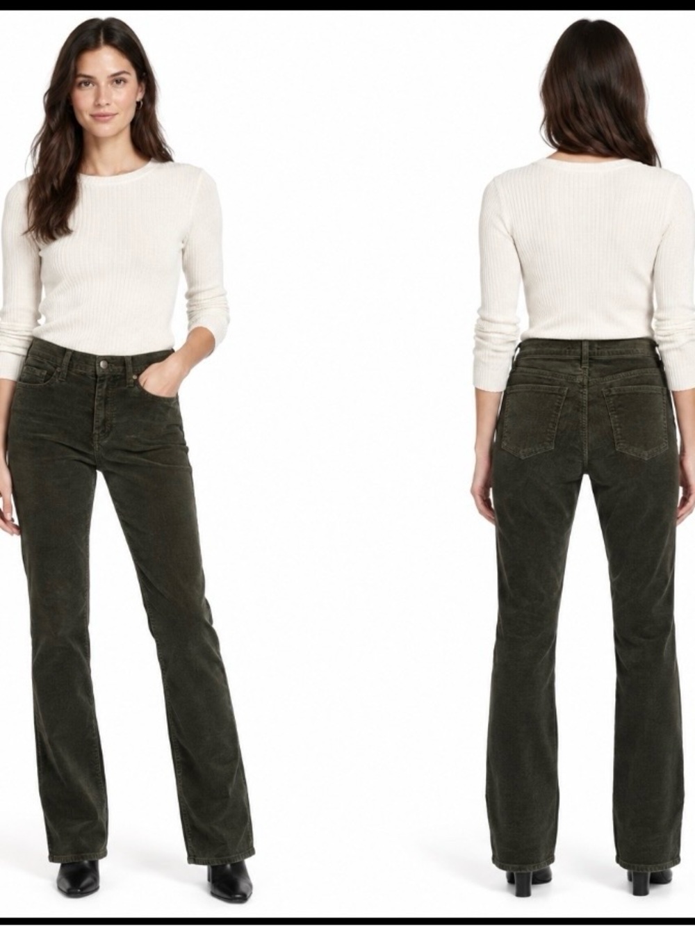 GAP Women's Dark Olive Corduroy Flare Jeans